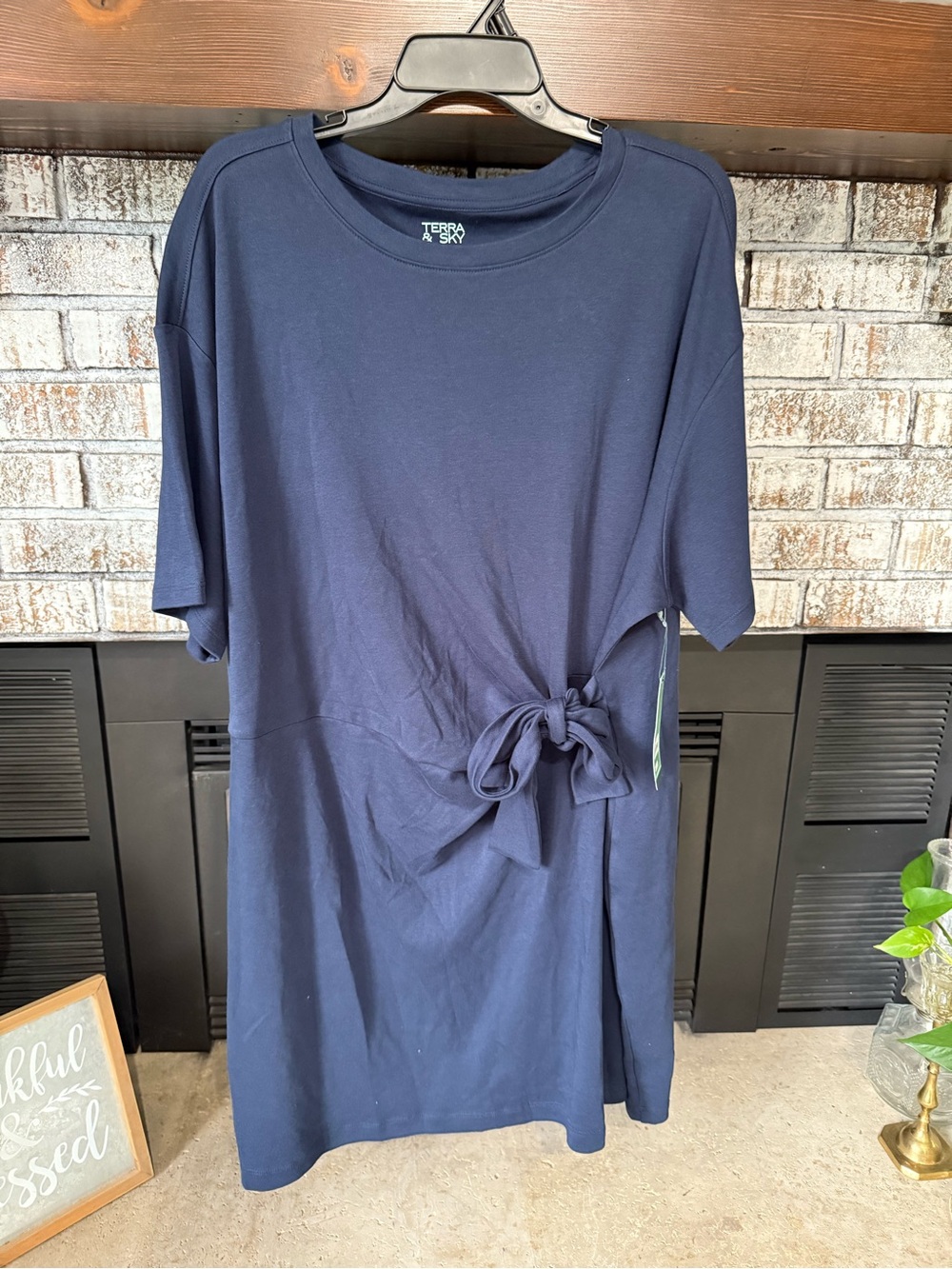 Navy Front Twist Dress